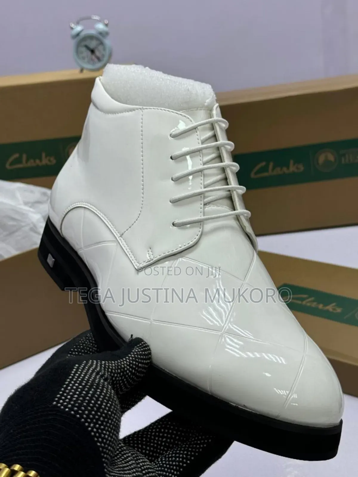 High Quality Clarks Men's White Ankle Boot