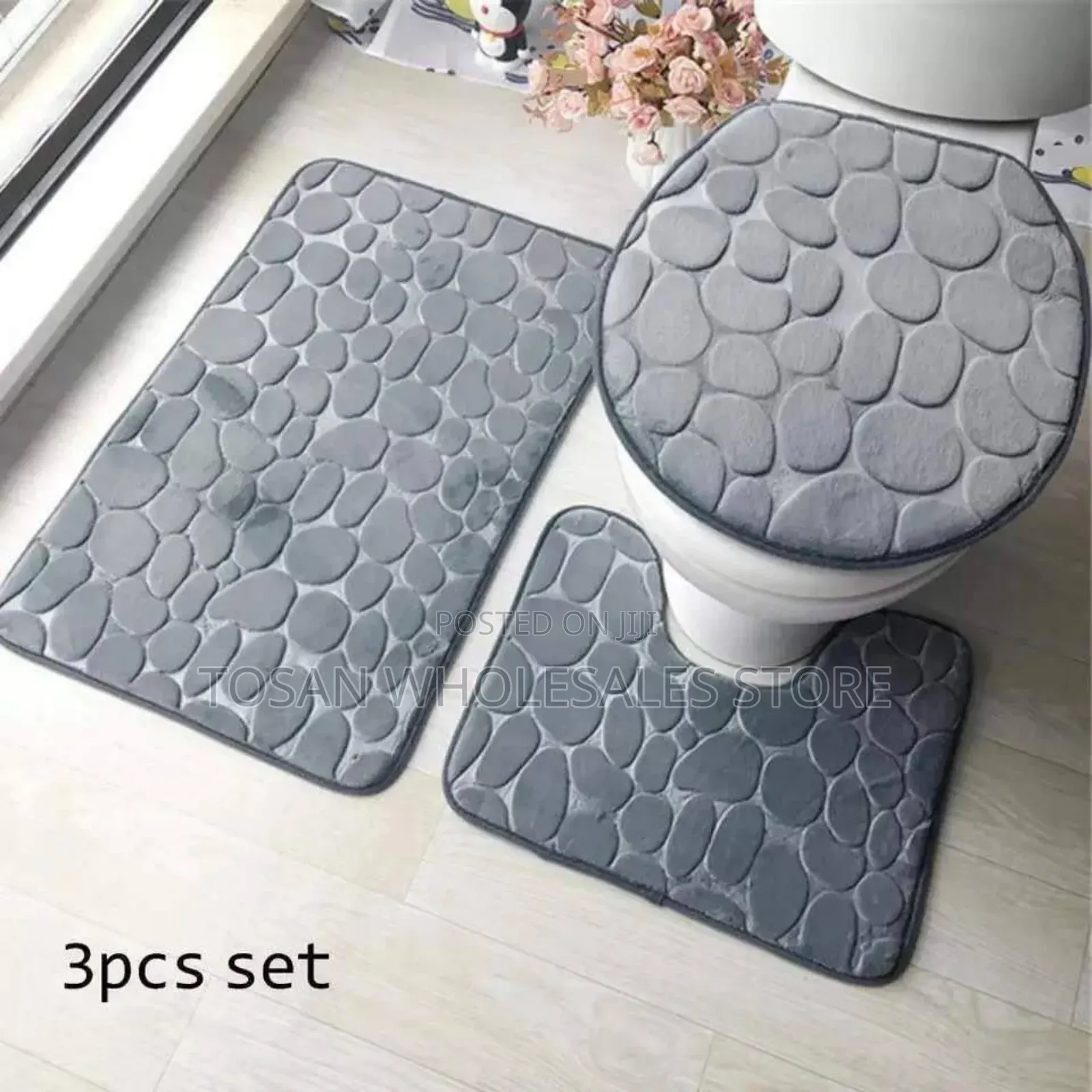 3pcs Toilet Gold Mat Set