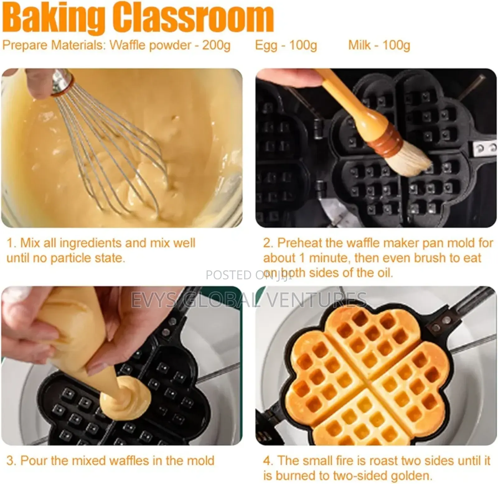 Heart Shaped Non-stick Manual Waffle Maker