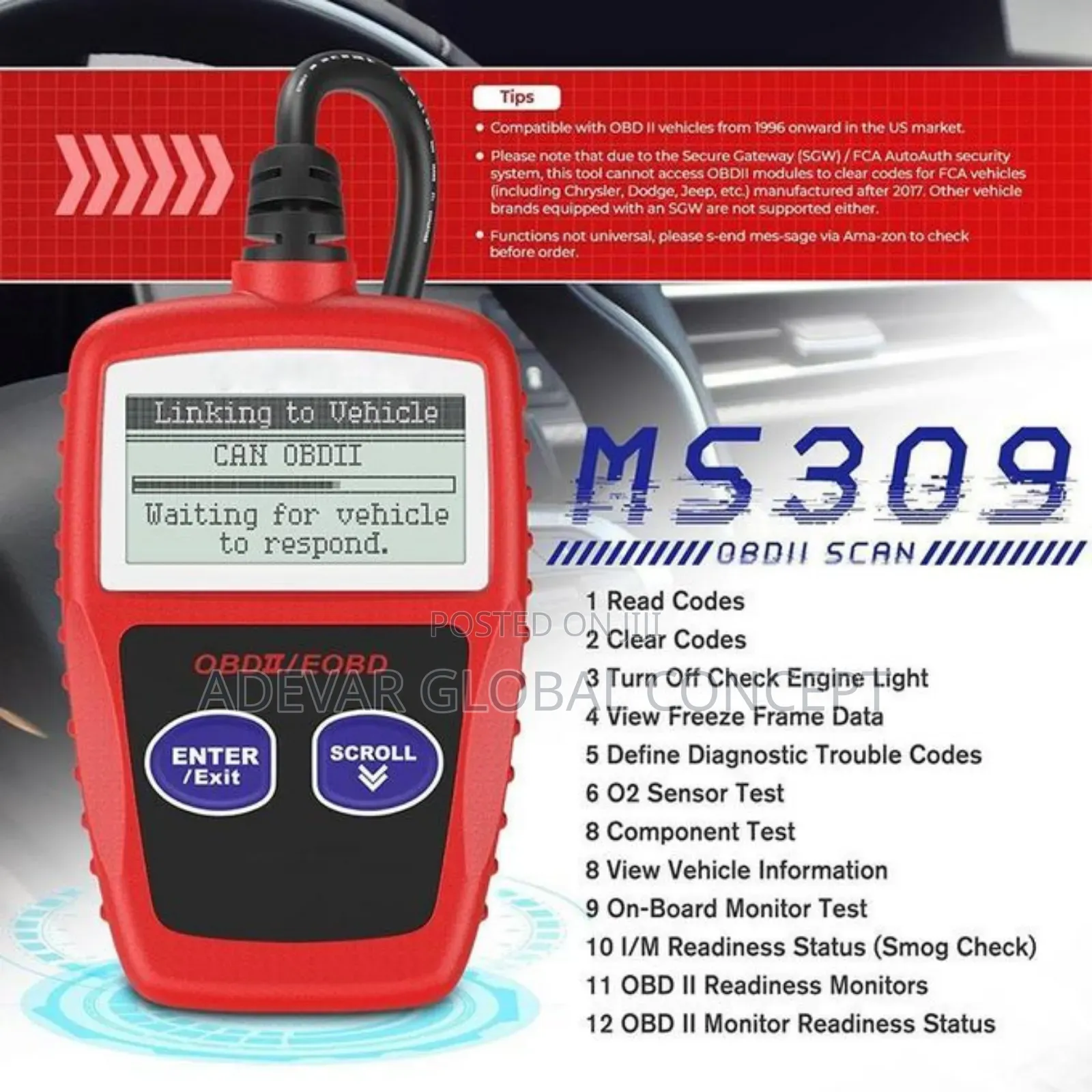 Obd2 Car Diagnostic Scanner, Auto Code Reader For Cars And Trucks