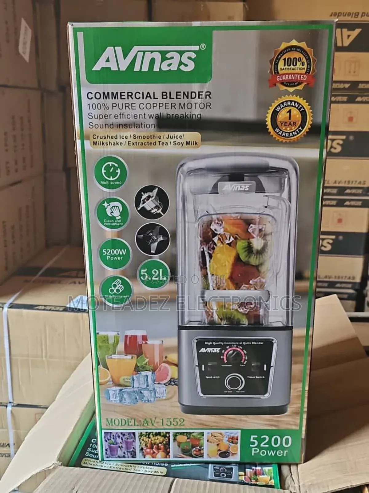 Avinas 5.2l Pure Copper Coil Soundproof Commercial Blender/Grinder
