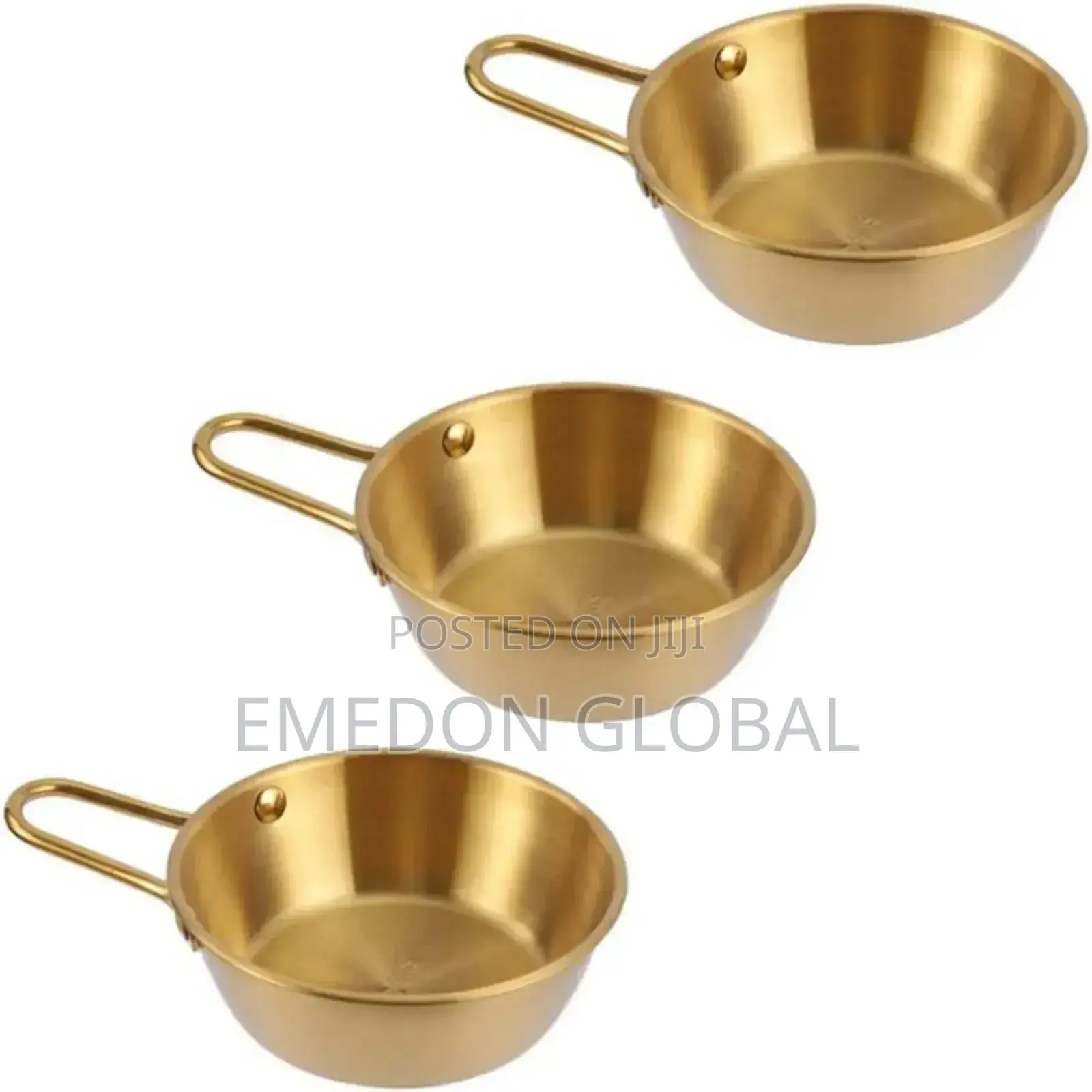 Stainless Steel Golden Source Bowl With Handle