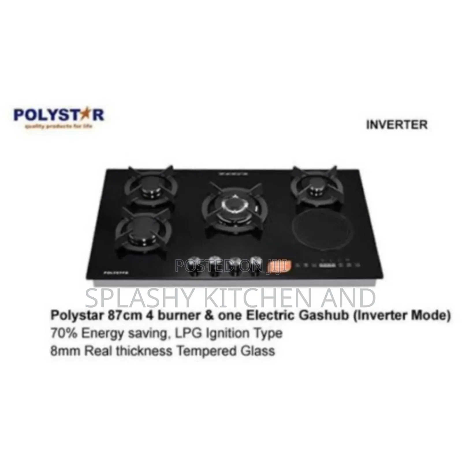 Polystar 90cm 4 Burner 1 Electric Plate Inverter Built-in Gas Hob