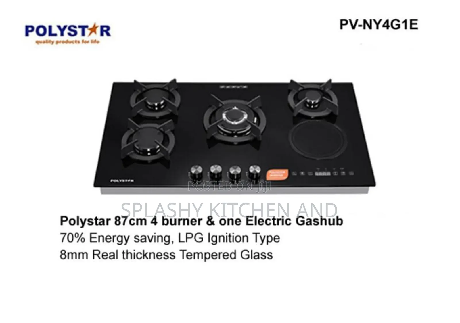 Polystar 90cm 4 Burner 1 Electric Plate Inverter Built-in Gas Hob