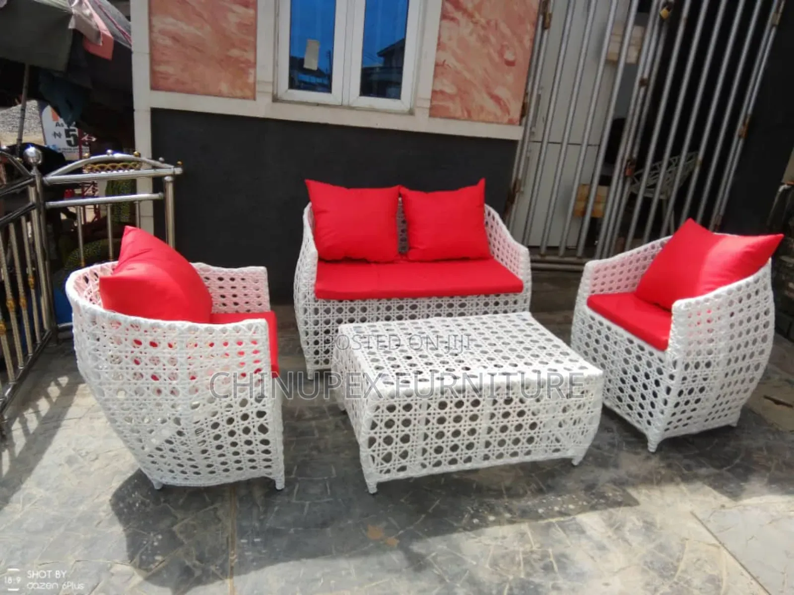 White by 4 Seaters Rattan Sofa Chairs Set