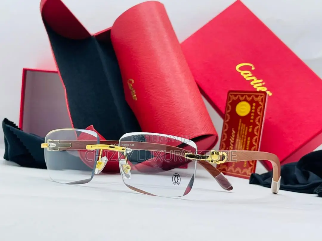 Cartier Quality Luxury Men Wooden Frame Glasses
