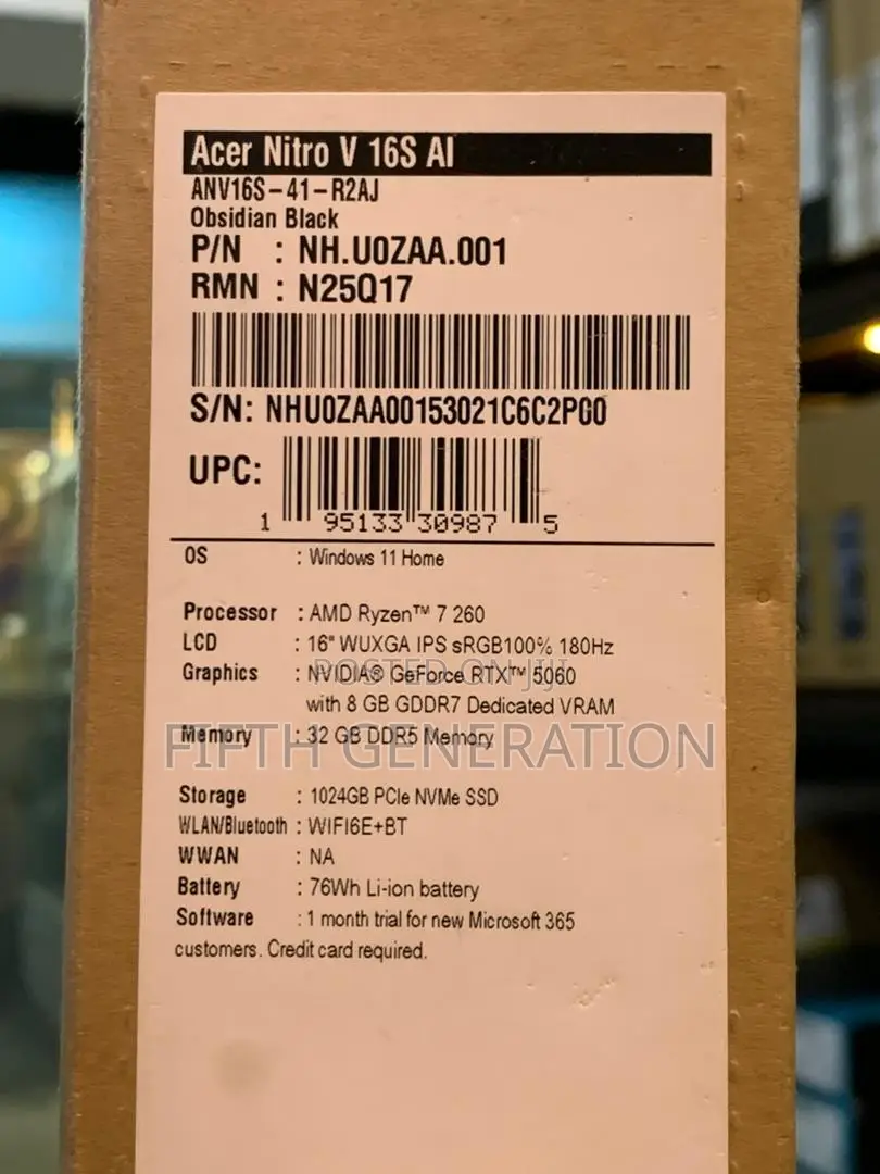 New Laptop Acer Nitro 17 32GB AMD Ryzen 7 SSD 1T