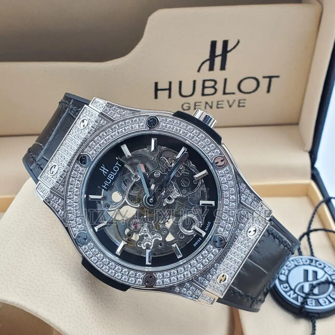 Hublot Quality Luxury Men Genuine Leather Chronograph Wristwatch