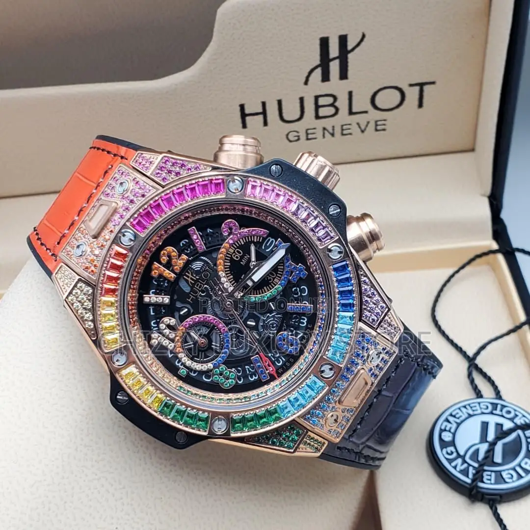 Hublot Quality Luxury Men Detachable Genuine Leather Wristwatch