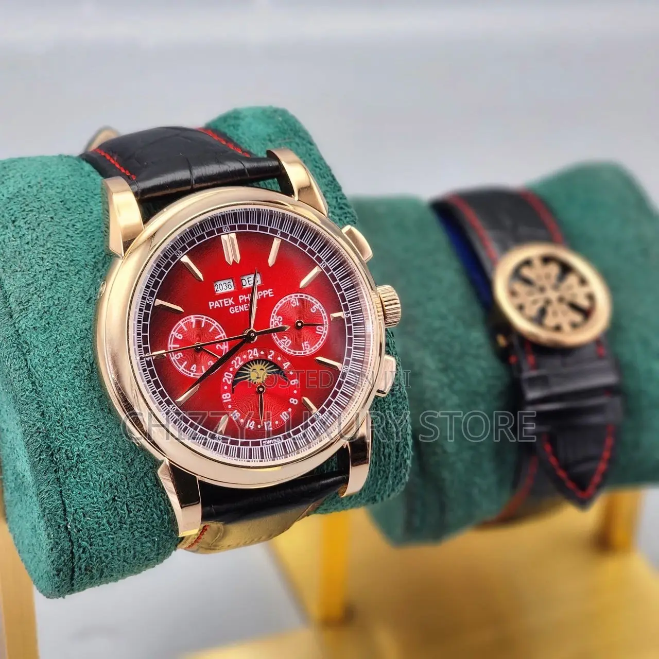 Patek Philippe Quality Luxury Genuine Leather Automatic Wristwatch