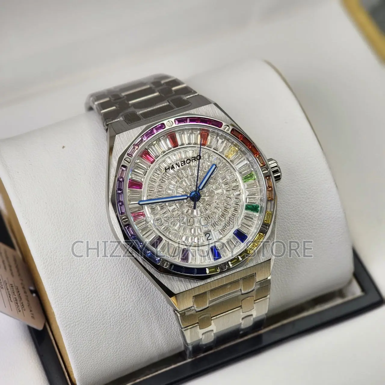 Hanboro Quality Luxury Men Iced Face Wristwatch