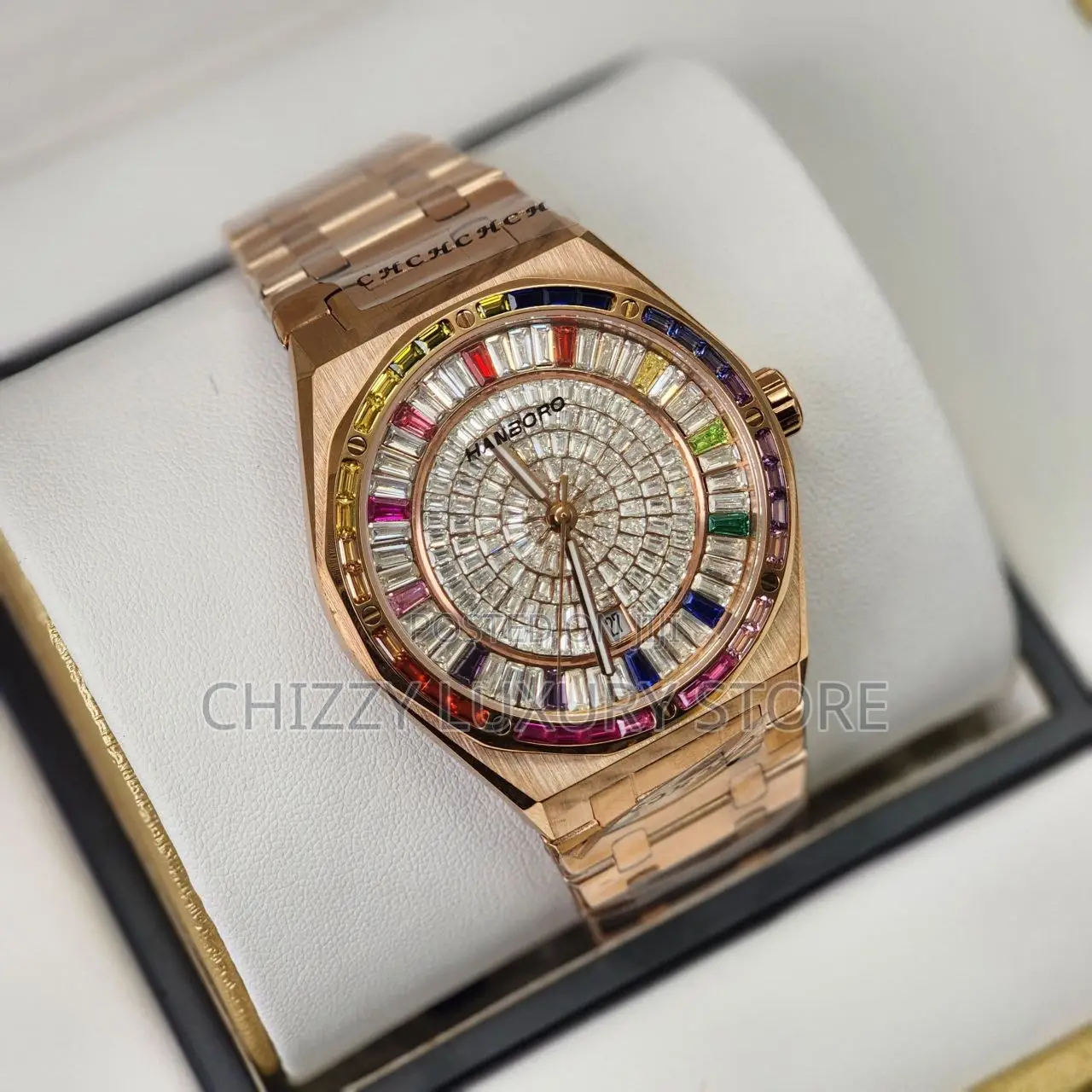 Hanboro Quality Luxury Men Iced Face Wristwatch