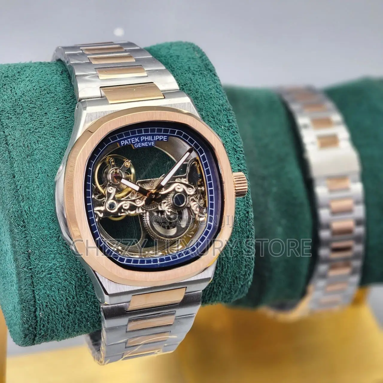 Patek Philippe Quality Luxury Men Chronograph Chain Strap Wristwatch