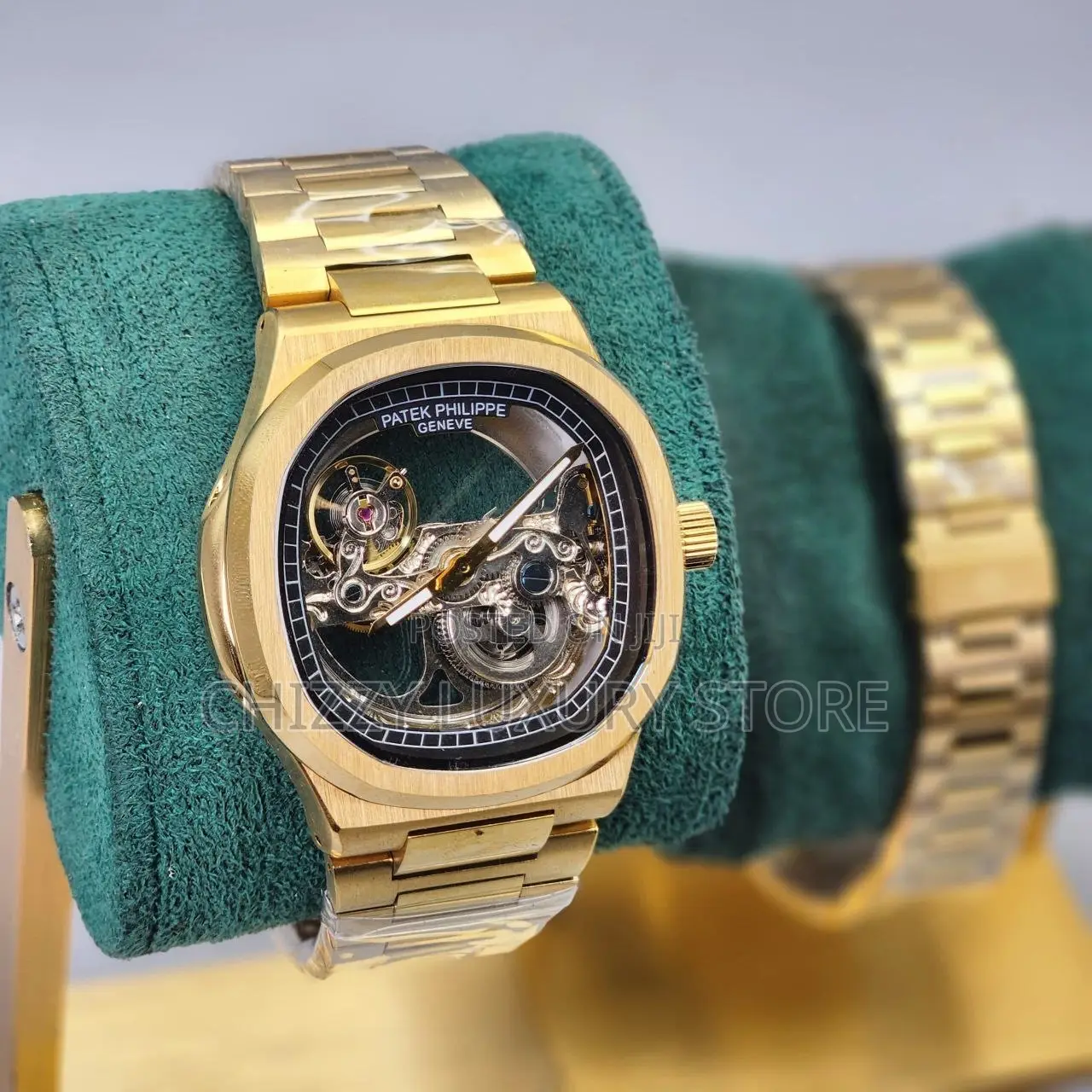 Patek Philippe Quality Luxury Men Chronograph Chain Strap Wristwatch