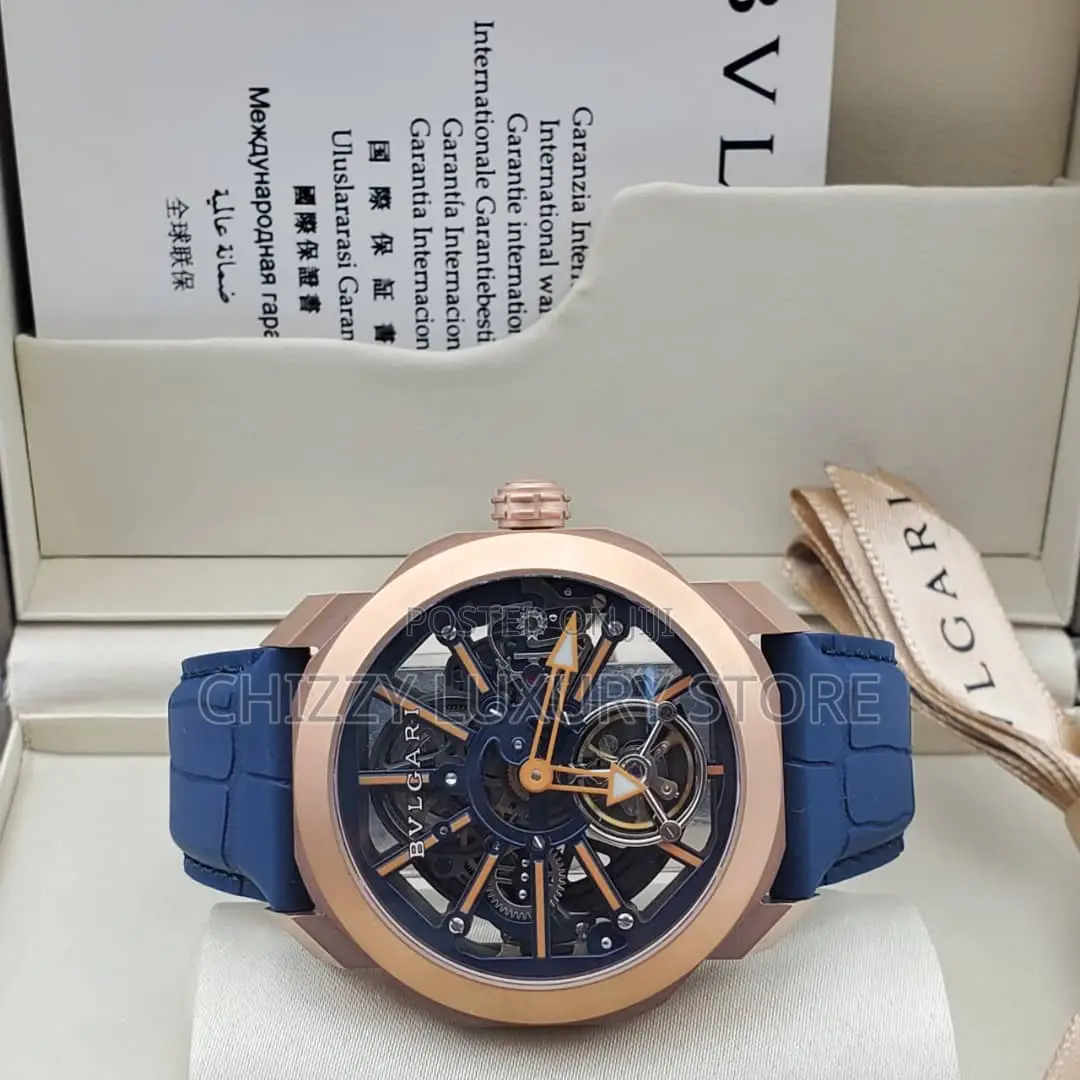 Bvlgari Quality Luxury Men Chronograph Genuine Leather Wristwatch