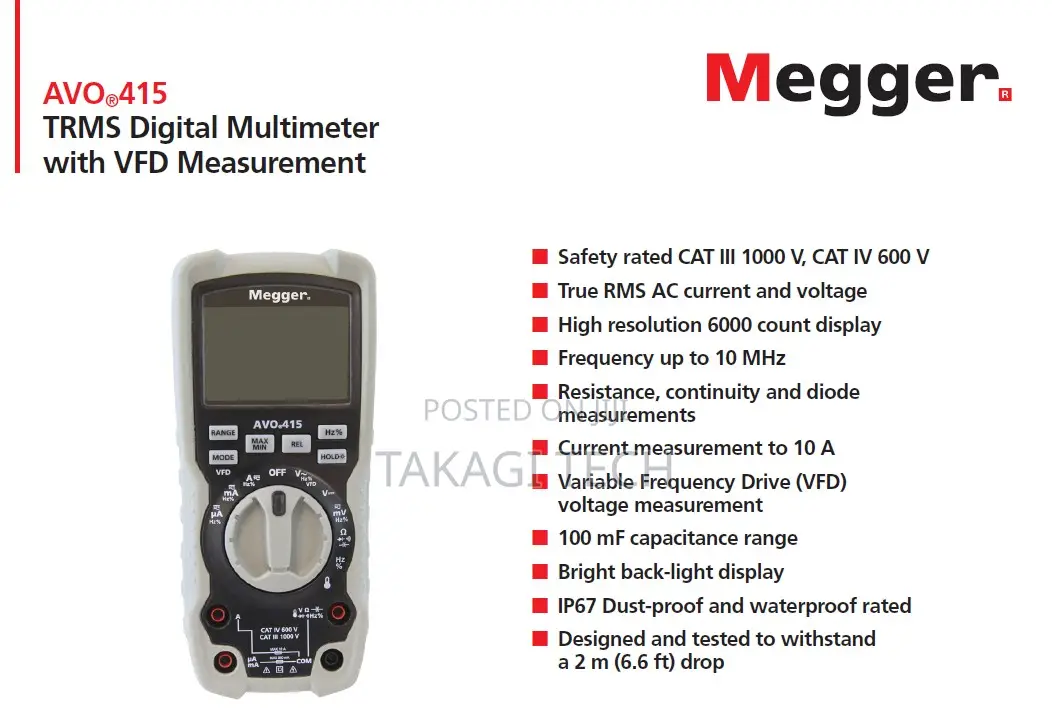 Megger Avo415 Heavy-Duty Industrial TRMS Digital Multimeter With VFD