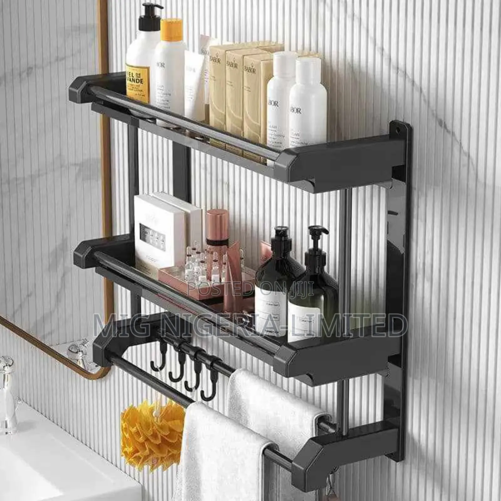 3 Steps Bathroom Shelves Multiple Towel Holder