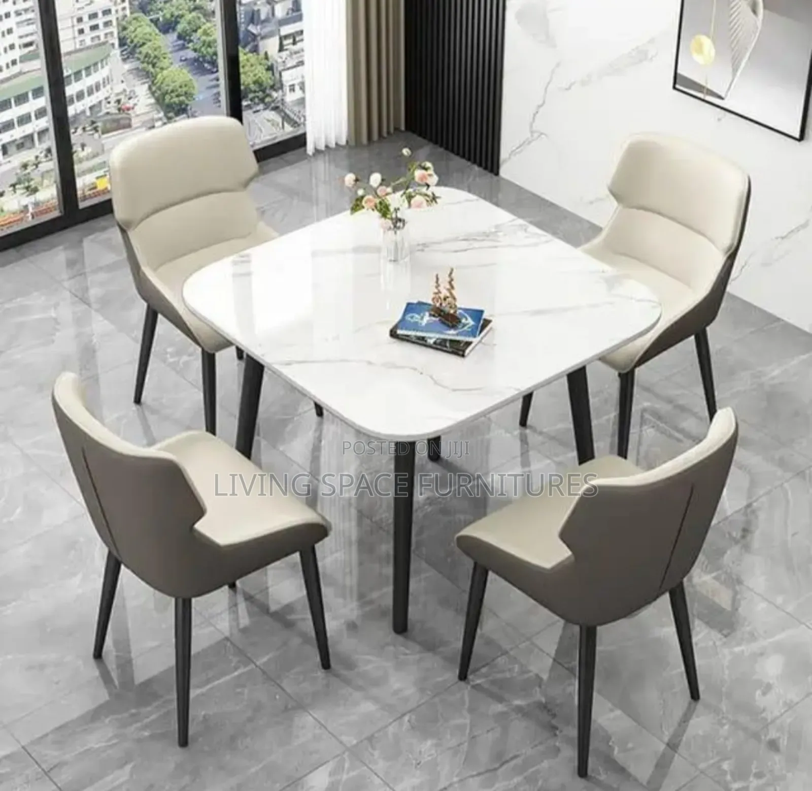 Newly Marble Top Dining Table With 4 Chairs