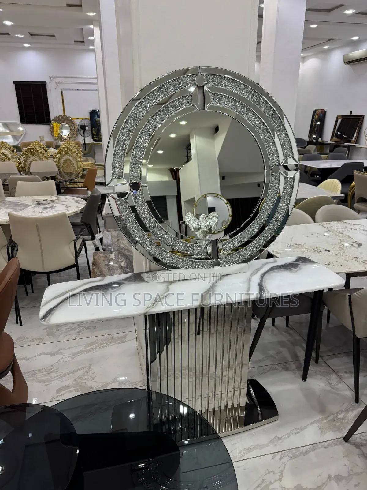 Console Marble Top Table With Mirror Full Set