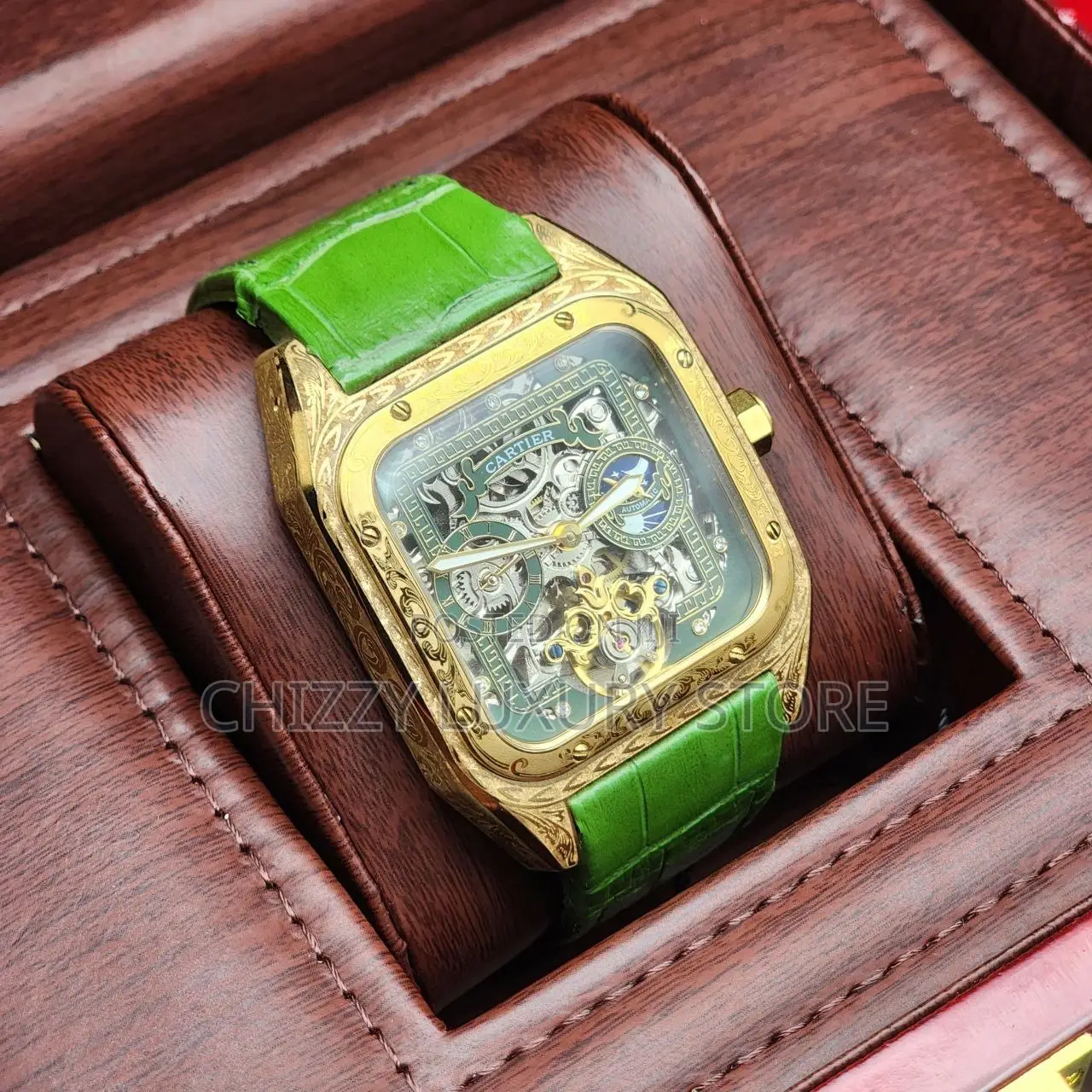 Cartier Quality Luxury Men Tourbillion Water Resistant Wristwatch