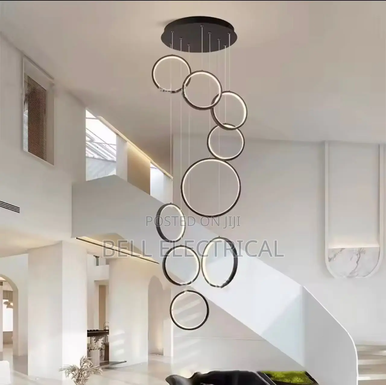 Round Ring Chandeliers Modern Duplex Loft
