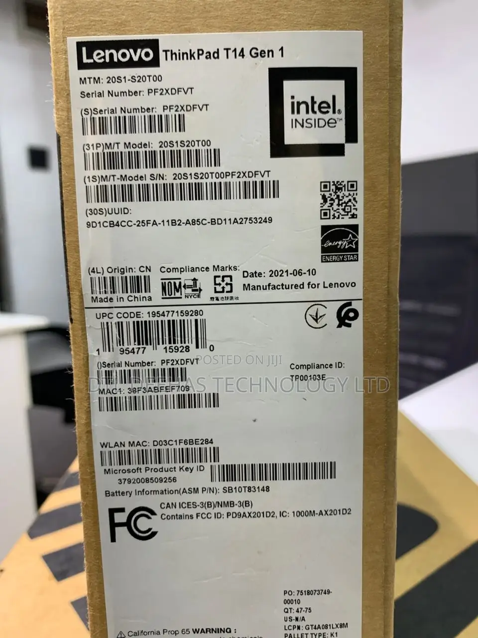 New Laptop Lenovo ThinkPad T14 8GB Intel Core I7 SSD 256GB