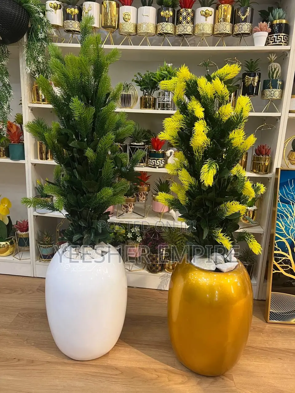 Artificial Plants In Fibre Vase