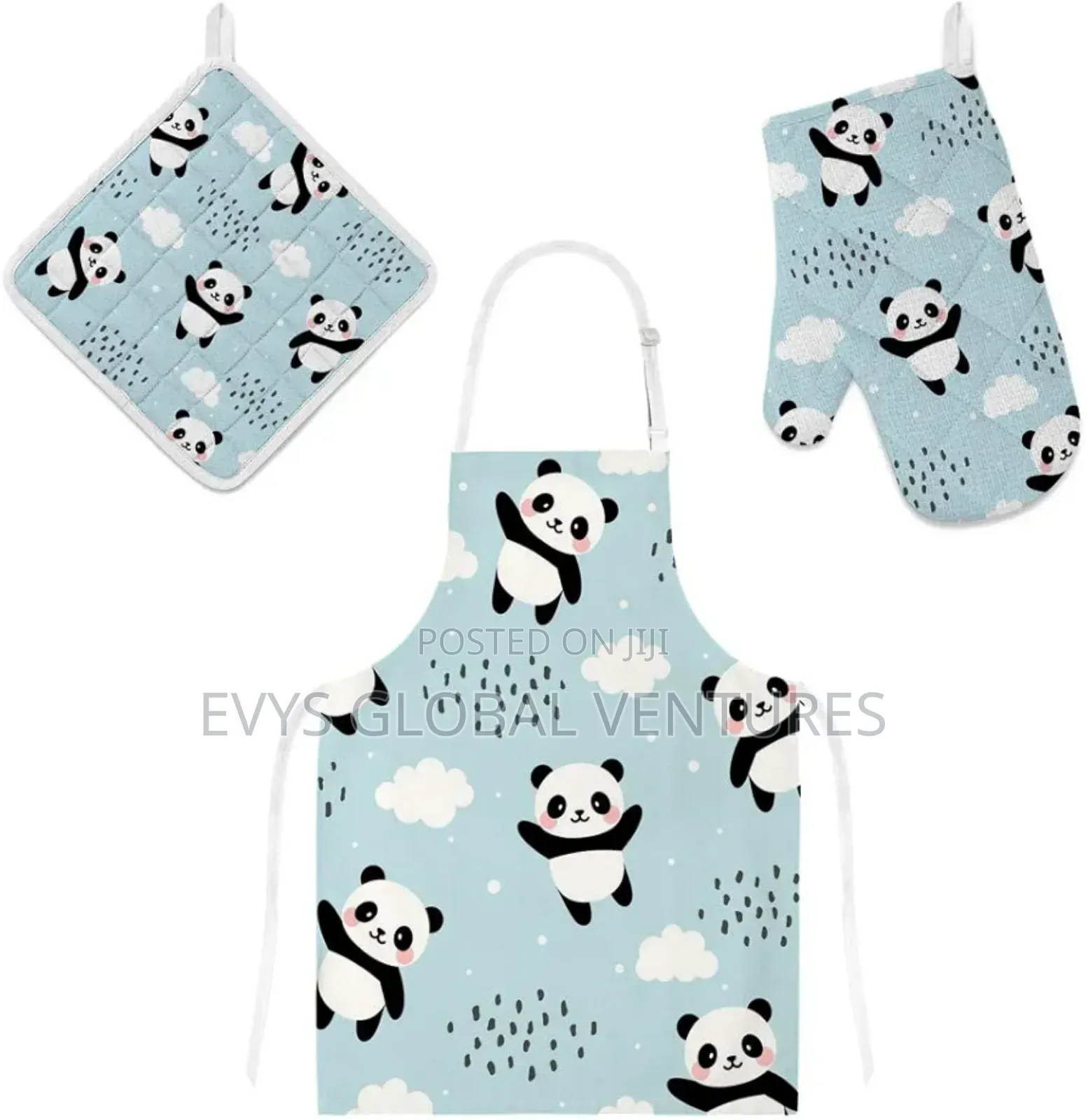 Kitchen Apron And Pot Holder With Mitten