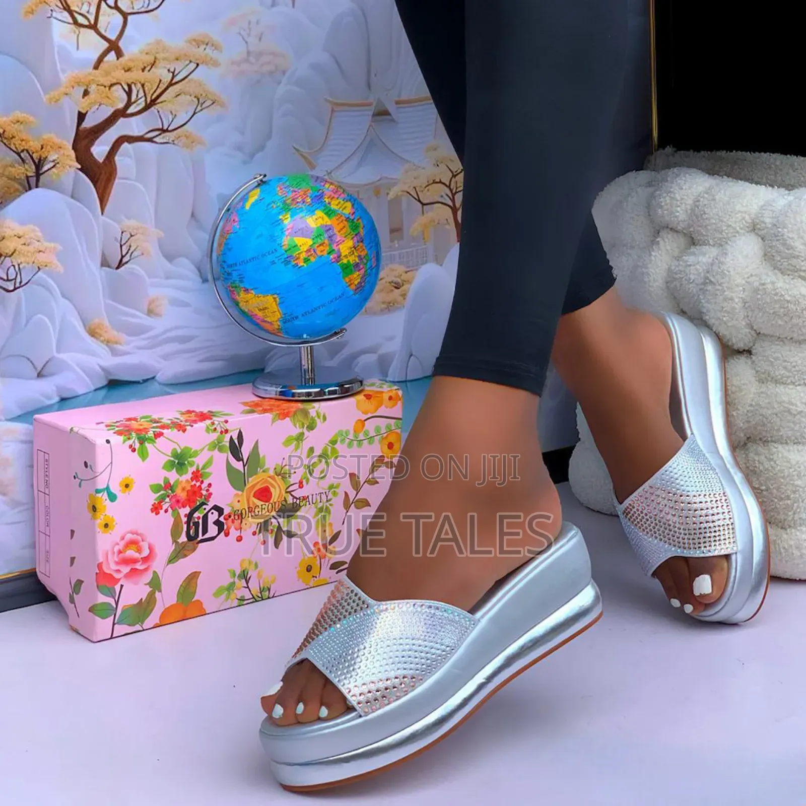Women' Platform Slippers With Rhinestone Embellishment.#Ij.Sizes 37-46