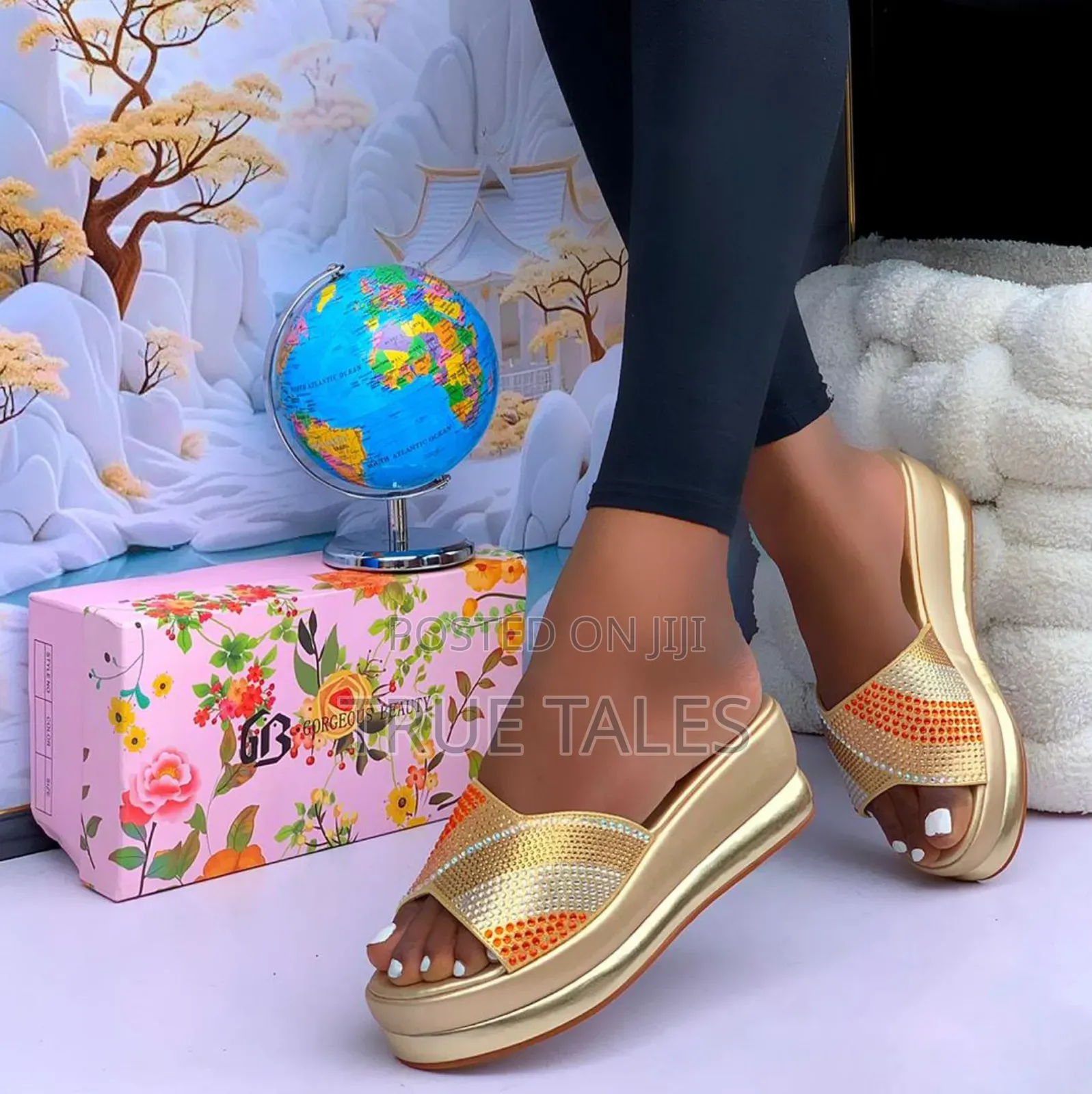 Women' Platform Slippers With Rhinestone Embellishment.#Ij.Sizes 37-46