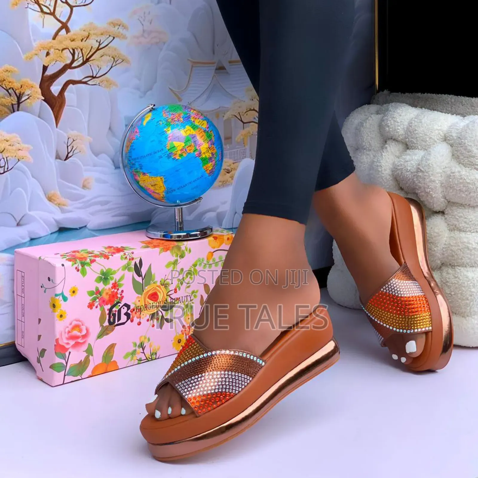 Women' Platform Slippers With Rhinestone Embellishment.#Ij.Sizes 37-46
