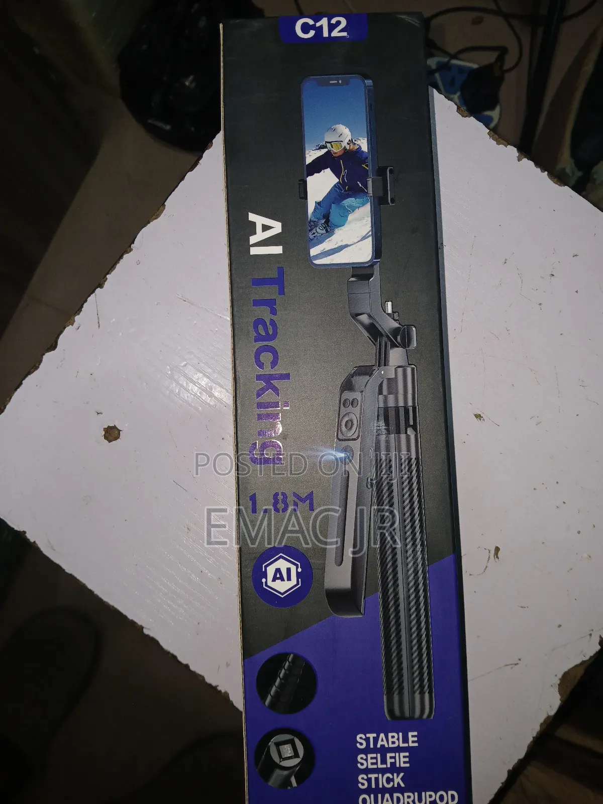 C12 Ai Tracking Selfie Stick Quadrupod, Ai Face Tracking Selfie Stick.