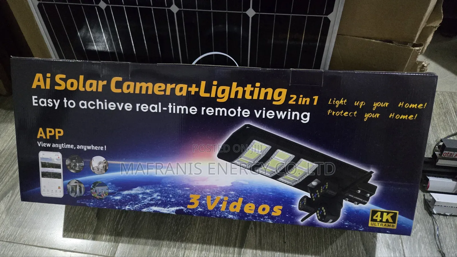 450watt Solar Light With 3 Lens Solar Camera V380 Pro
