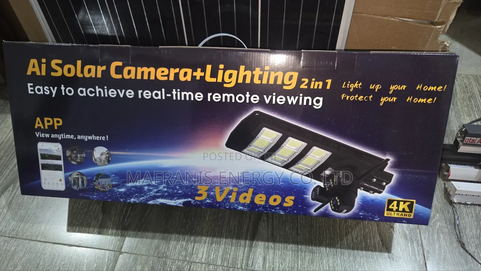 450watt Solar Light With 3 Lens Solar Camera V380 Pro