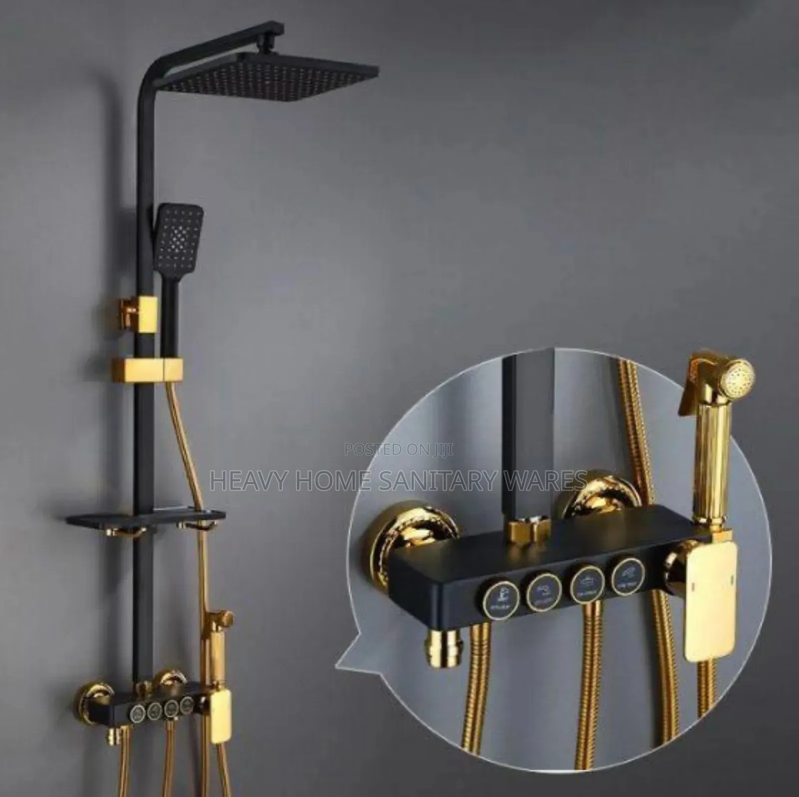 Black and Gold Buttons Shower