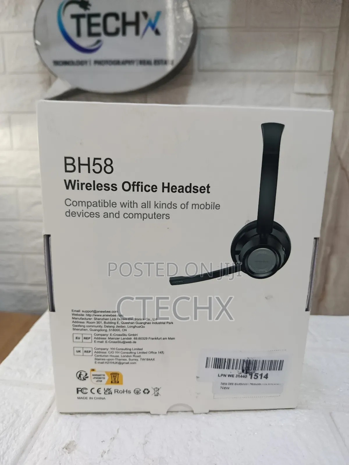 New Bee Wireless Headset Bluetooth Advanced Enc Mic 20hrs Talktime
