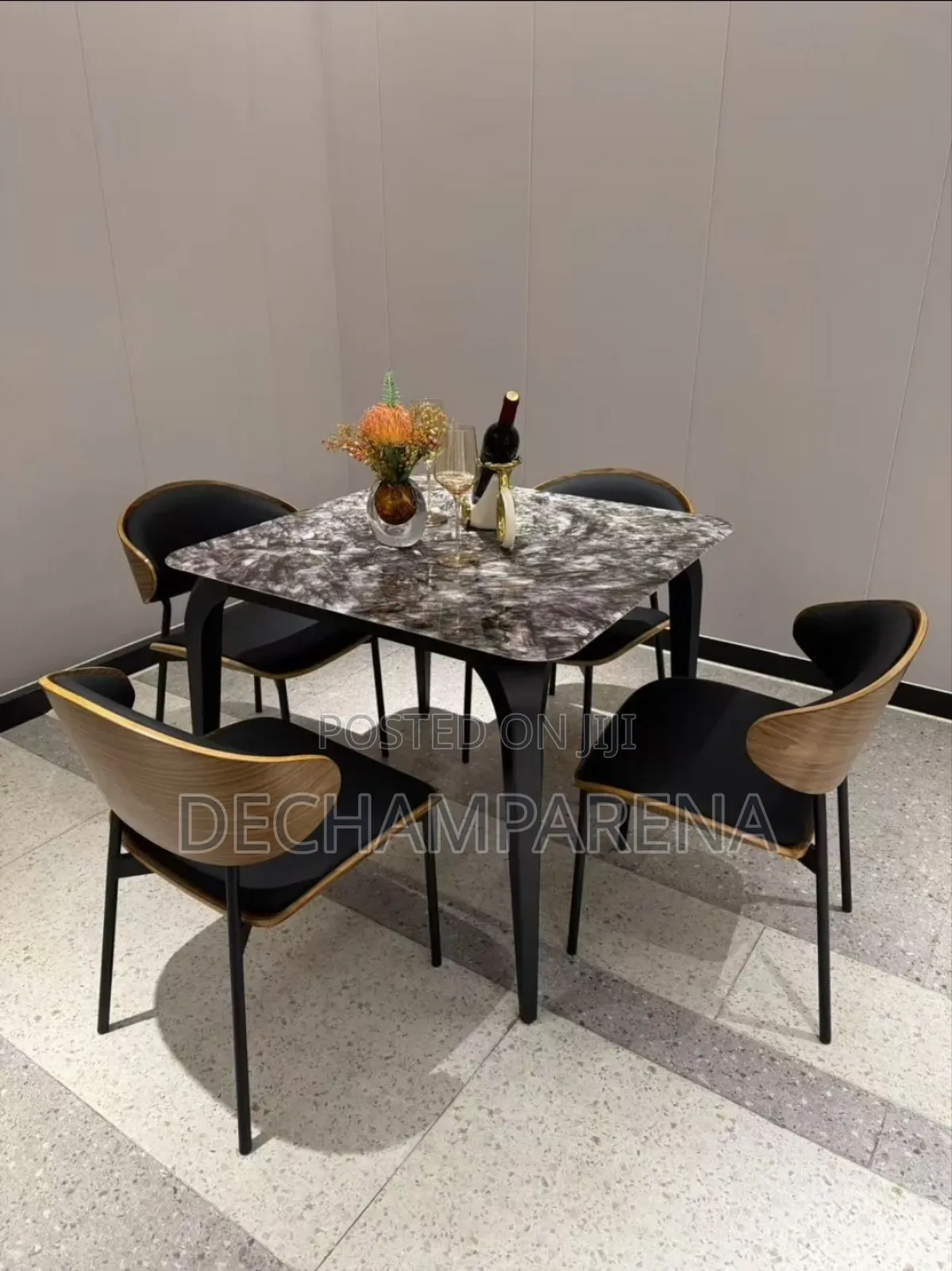 Four Seater Marble Top Dining Table Set