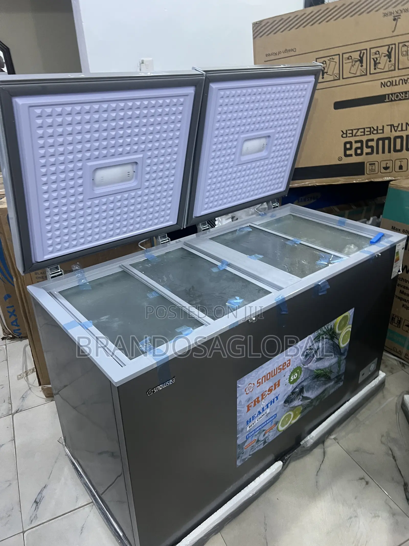Snowsea Double Door Chest Freezer - Bd-600 - Grey