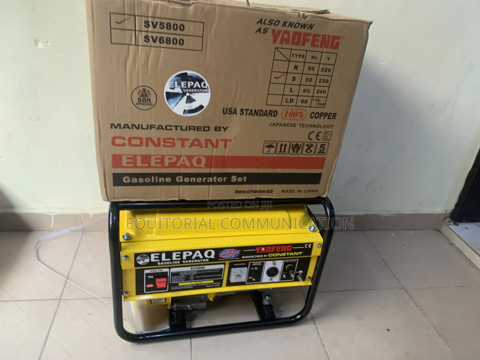 Elepaq Constant 3.5kva Copper Coil Generator Sv5800