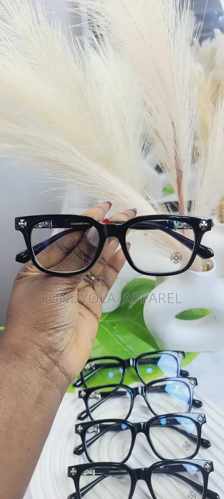 Black Chrome Heart Eyeglasses