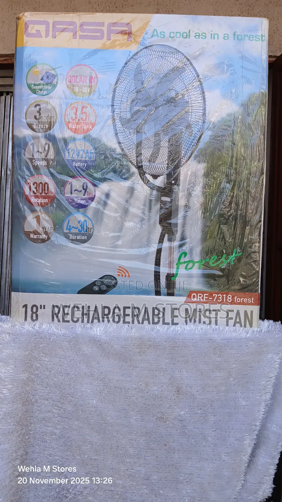 Qasa 18 Inches Rechargeable Mist Fan - QRF-7318 Forest