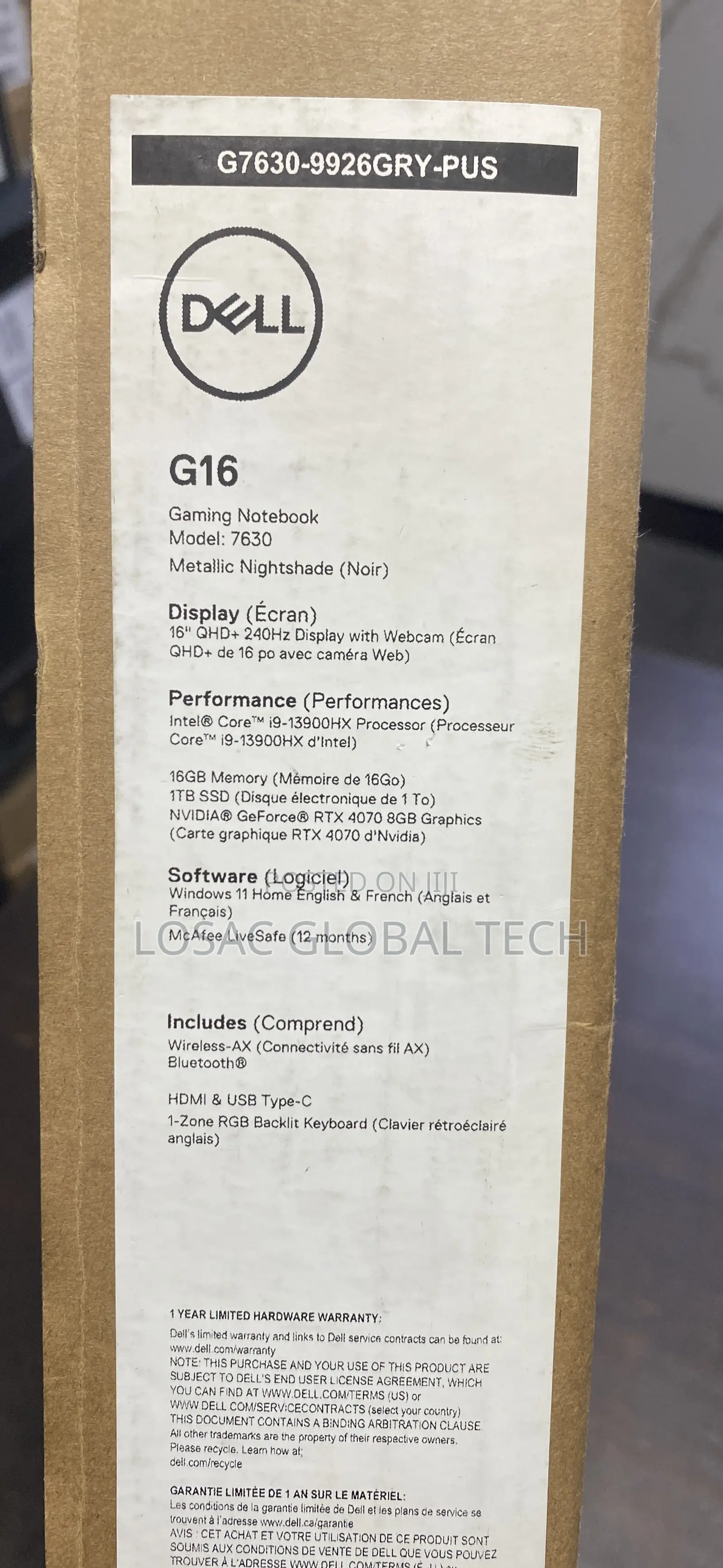 New Laptop Dell G16 7630 16GB Intel Core I9 SSD 1T