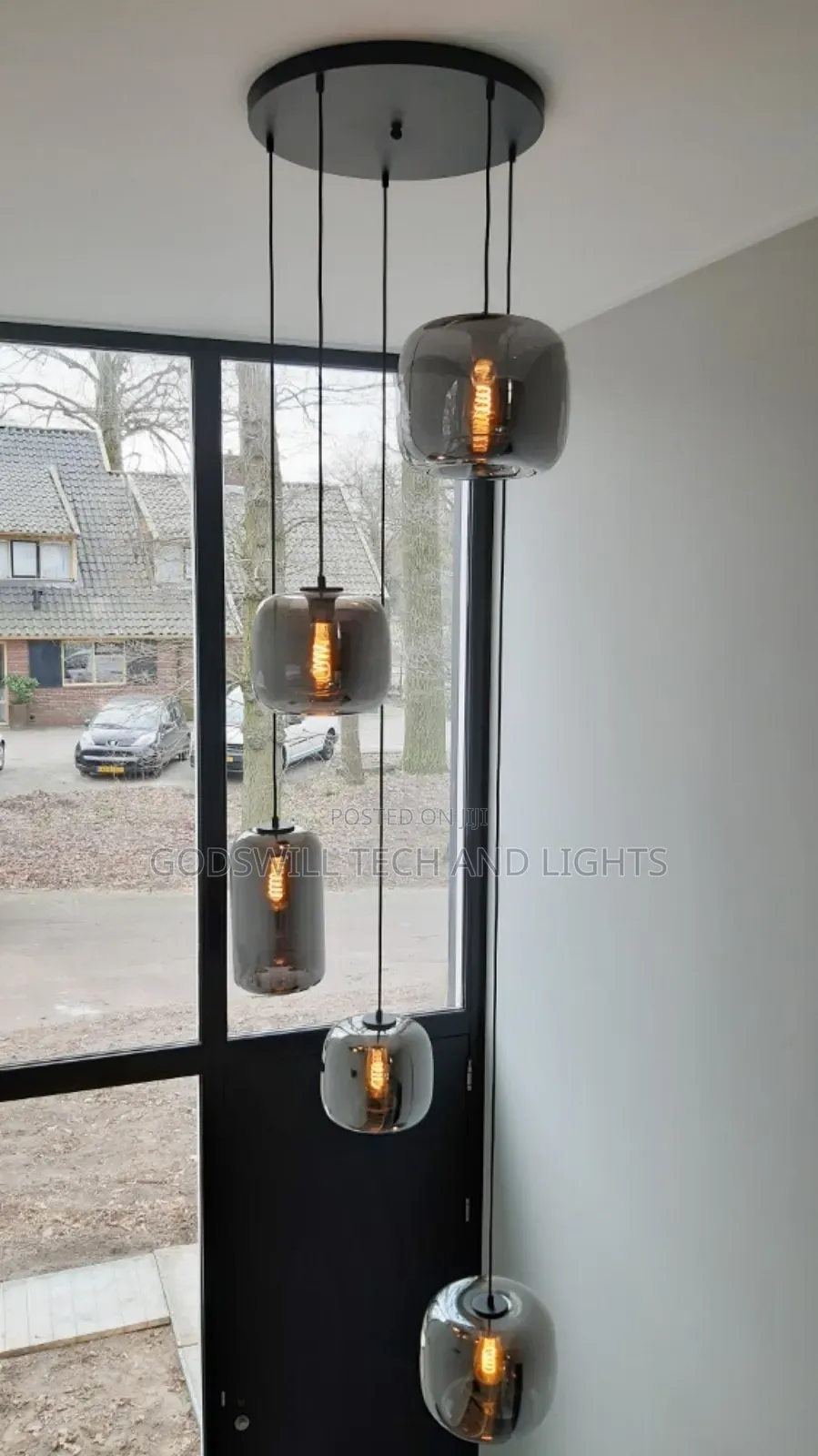 Eff 5-Light Smoked Glass Pendant Lamp