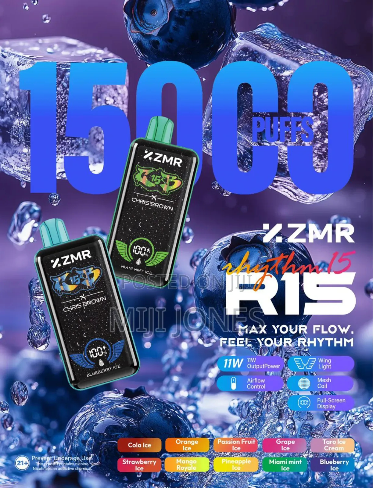 "15,000 Puff Power: Wireless & Type-c Charging Vape With Smart Display