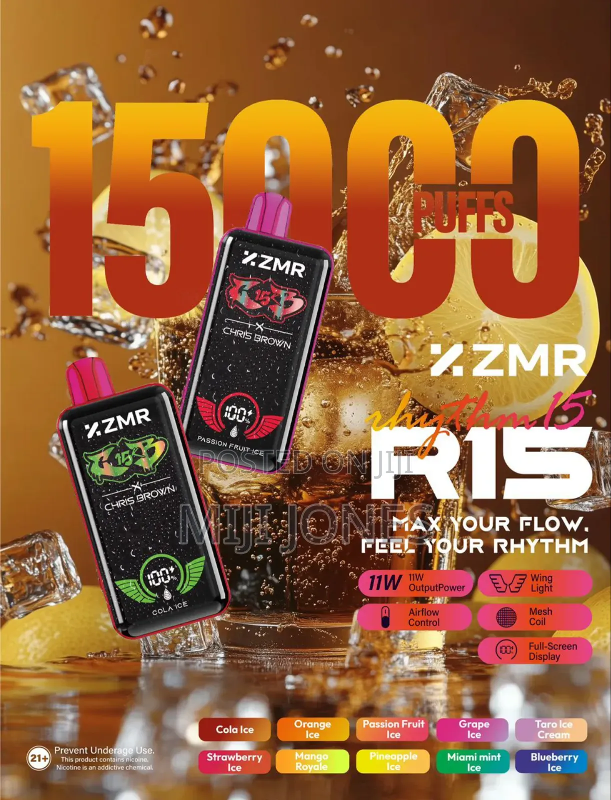 "15,000 Puff Power: Wireless & Type-c Charging Vape With Smart Display