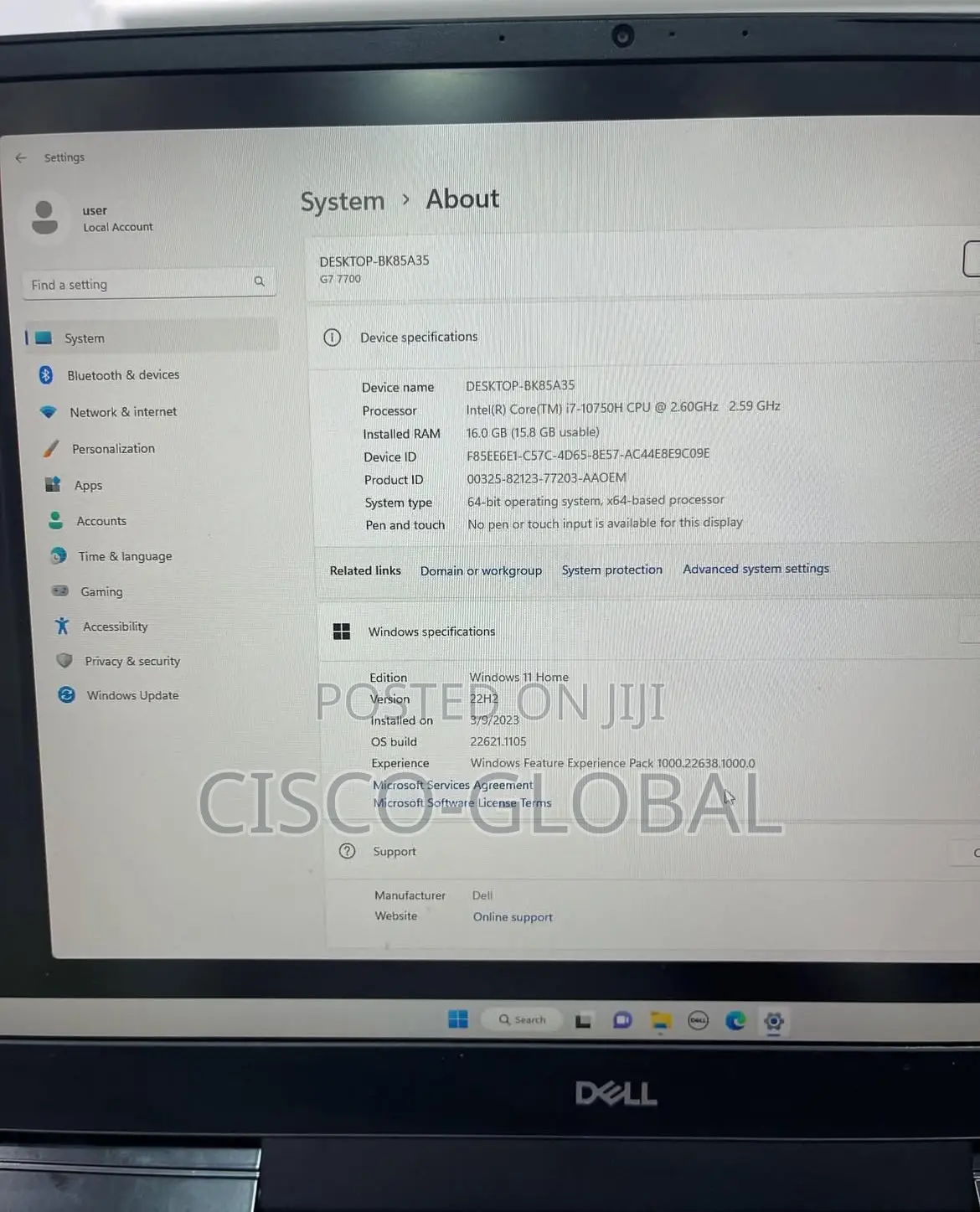Laptop Dell G7 17 7000 16GB Intel Core I7 SSD 512GB