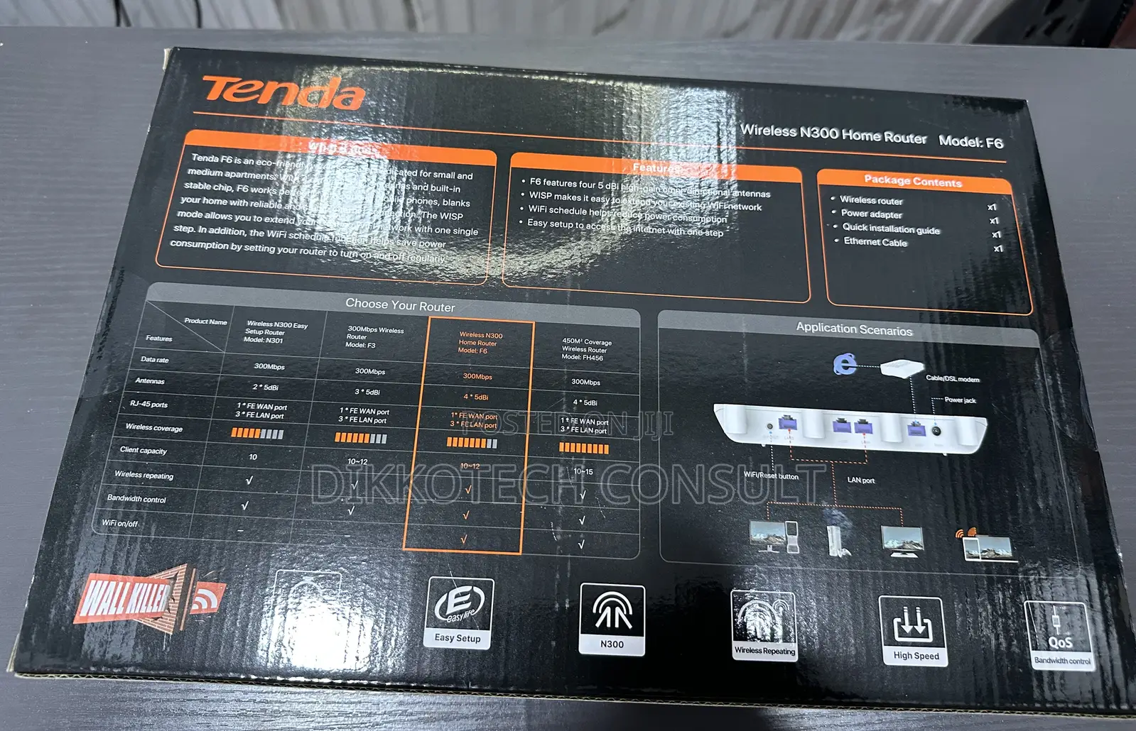 Tenda F6 Wireless N300 Router – 4 Antennas