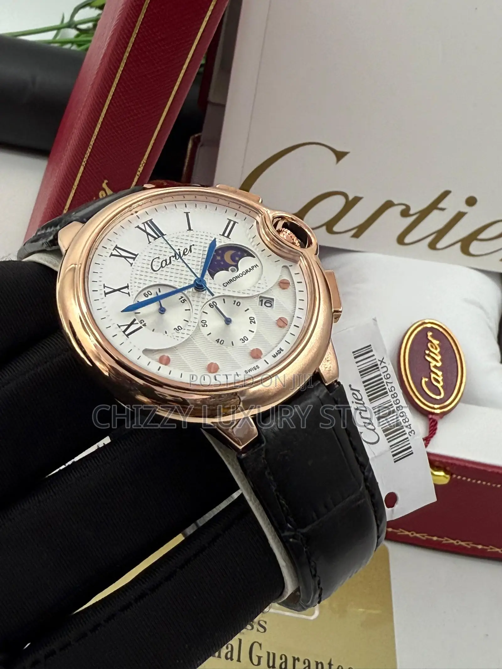 Cartier Quality Luxury Men Genuine Leather Wristwatch
