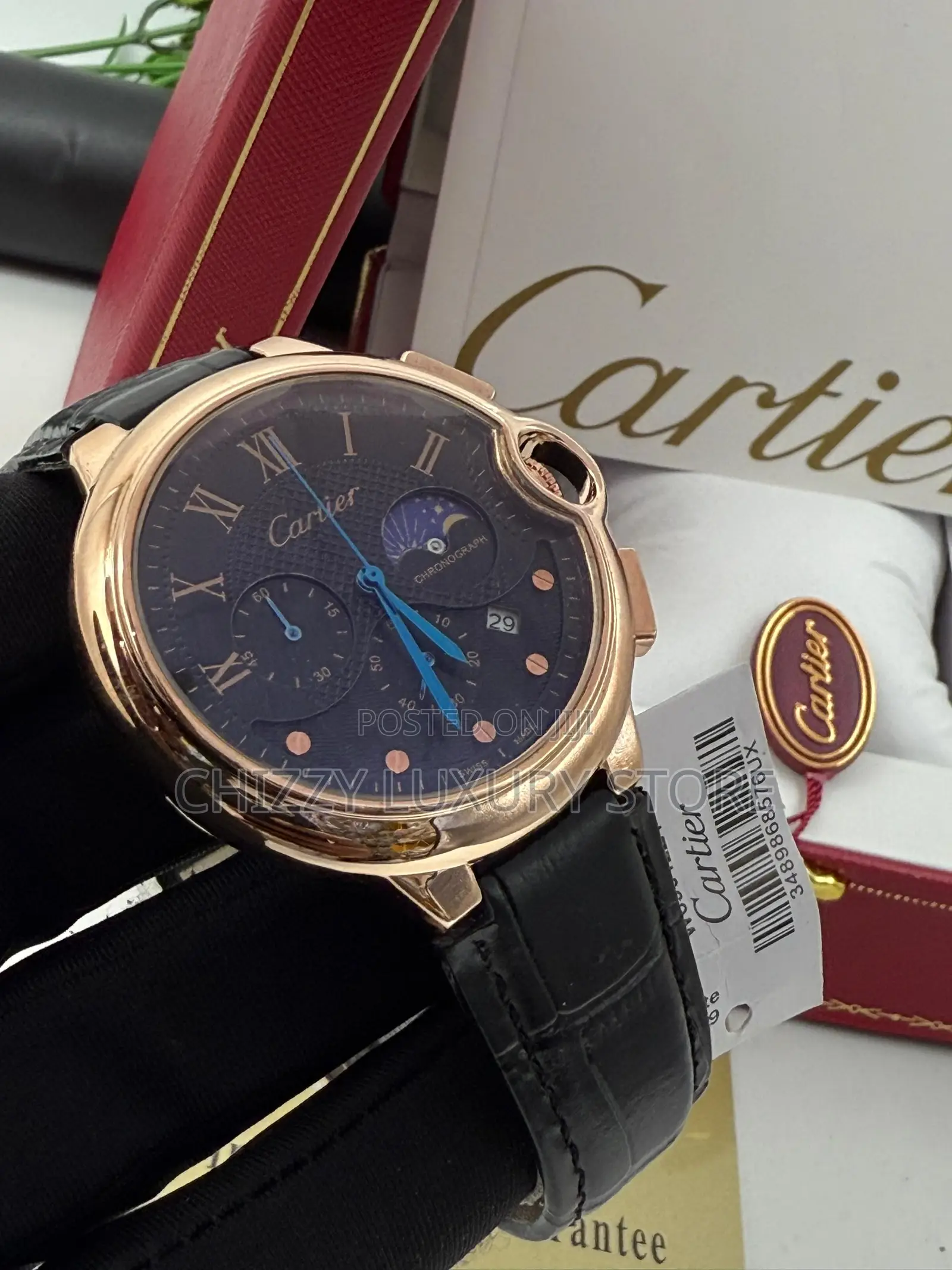 Cartier Quality Luxury Men Genuine Leather Wristwatch