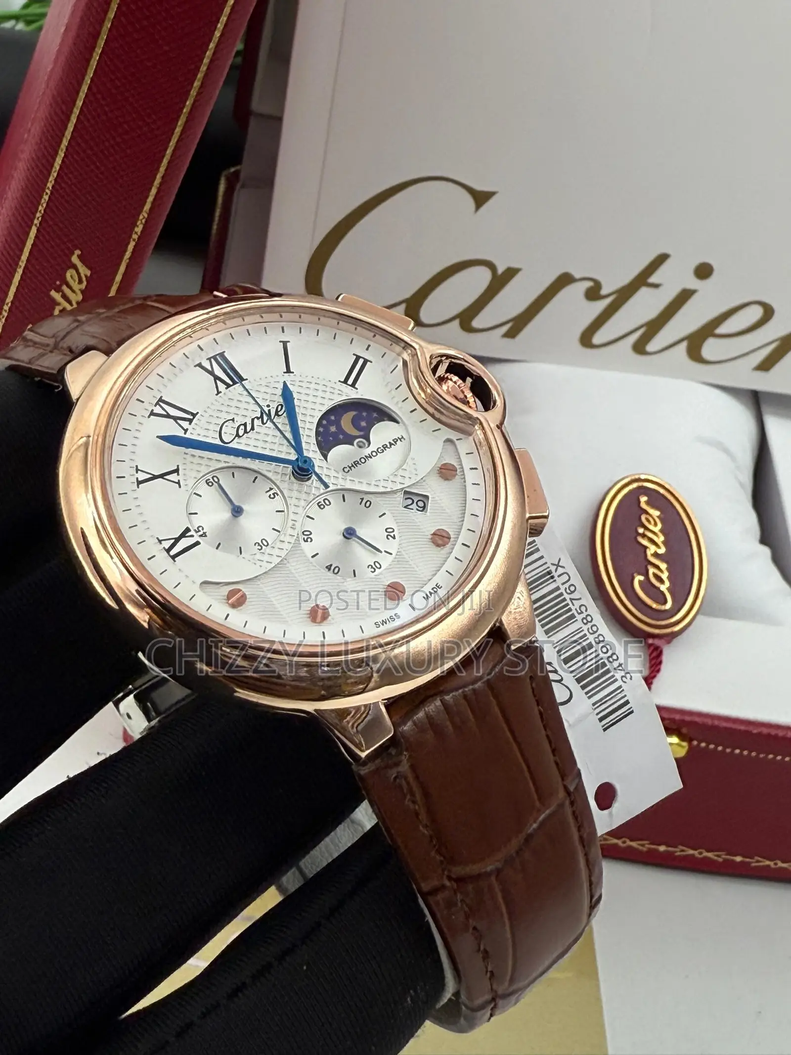 Cartier Quality Luxury Men Genuine Leather Wristwatch